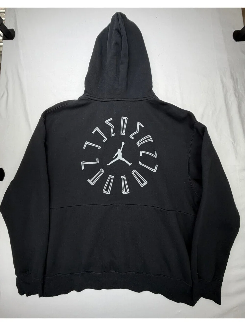 Jordan Air Men's Graphic Hoodie Fleece Pullover Sweatshirt Pockets Size XL Black